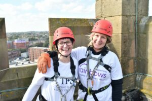 TFS employees pictured during their abseil for Rainbows Hospice